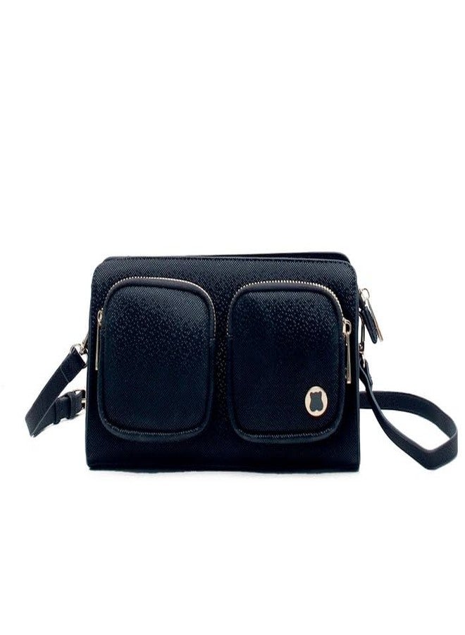 HAMSTER London Roma Crossbody Bag for Girls - Sleek Black Handbag, Stylish and Compact PU Leather Purse - Image 1